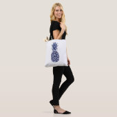 Indigo blauwe ananas canvas tas (Op model)