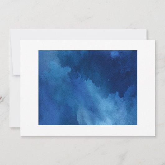 Indigo Blauwe Botanische bruiloft Kaart (Achterkant)