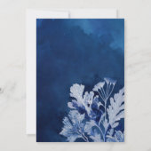 Indigo Blauwe Botanische bruiloft Kaart (Achterkant)