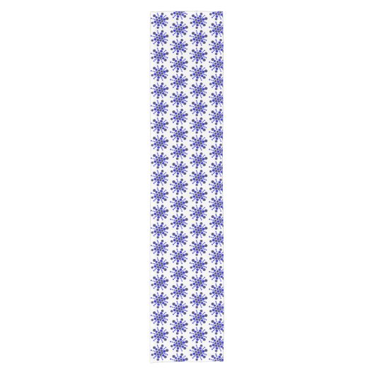 Indigo blauwe gestippelde sterren op wit korte tafelloper (Voorkant)