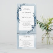 Indigo blauwe waterverf bruiloft uitnodiging w rsv (Staand voorkant)