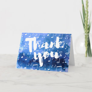 Indigo Blauwe waterverf Muziek Bedankt