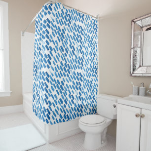 Indigo blauwe waterverf regendruppels shibori japa douchegordijn