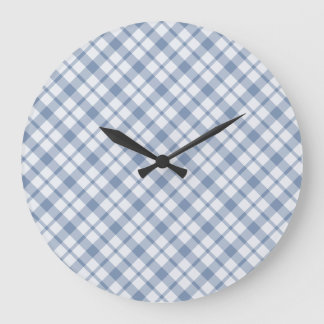 Indigo Bleu, Chèques Préppy Blancs Horloge Paroi R