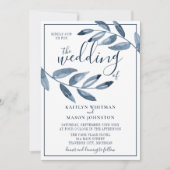 Indigo Bliss Waterverf Leaf Branch Wedding Kaart (Voorkant)