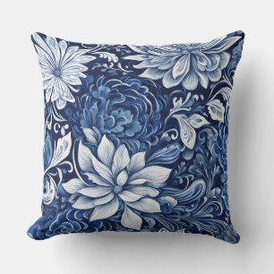 indigo bloem tapijt kussen