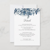 Indigo bloemen bruiloft details bijsluiter kaart (Voorkant)