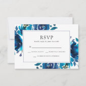 Indigo Bloemen Huwelijksreactie RSVP Kaartje (Voorkant)