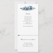 indigo bloemig huwelijksuitnodiging met aangehecht kaart (Achterkant)