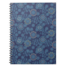 Indigo Bloemmotief Notitieboek