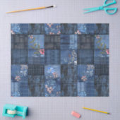 Indigo bloempatroon patchwork | Boho denim Tissuepapier (Craft)