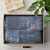 Indigo bloempatroon patchwork | Boho denim Tissuepapier (Geschenk)