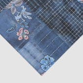 Indigo bloempatroon patchwork | Boho denim Tissuepapier (Detail)
