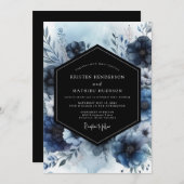 Indigo Bloom Whimsy Wedding Kaart (Voorkant / Achterkant)