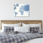 Indigo Blue Batik Map of the World Canvas Afdruk (Insitu (Slaapkamer))
