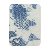 Indigo Blue Batik Map of the World Magneet (Verticaal)