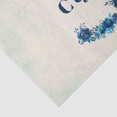 Indigo Blue & Beige Waterverf Flowers Wedding Tissuepapier (Detail)