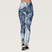 Indigo Blue Black & White Floral Toile 4 Leggings (Achterkant)