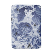 Indigo Blue  Botanical & Bugs Floral Toile Badmat (Voorkant Verticaal)