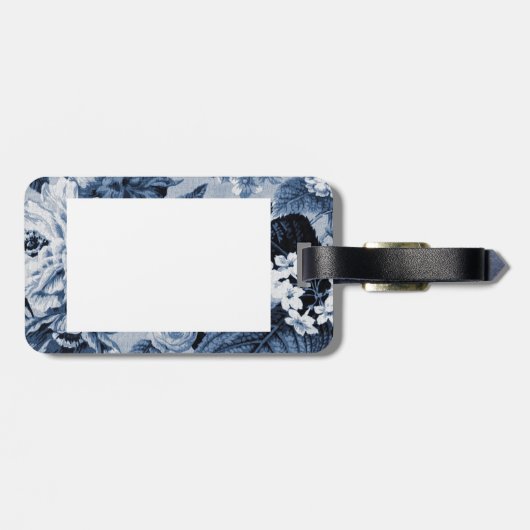 Indigo Blue  Botanical Floral Toile No.1 Bagagelabel (Achterkant horizontaal)