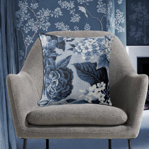 Indigo Blue  Botanical Floral Toile No.1 Kussen