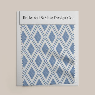 Indigo Blue Diamond Pattern Stof