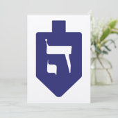 Indigo-Blue Dreidel voor Hanukkah met de letter He (Staand voorkant)