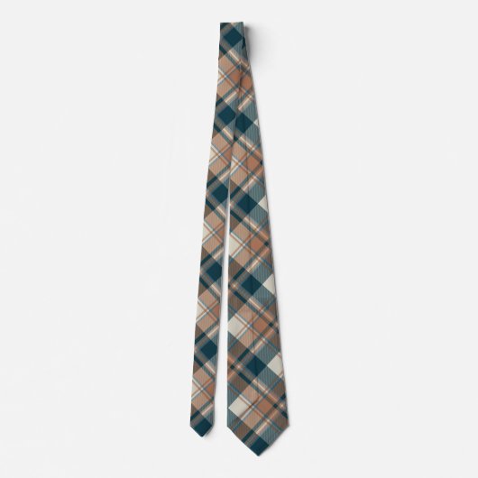Indigo Blue en Brown Tartan Pattern Stropdas (Achterkant)