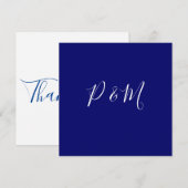 Indigo Blue en White Minimalist Wedding Bedankkaart (Voorkant / Achterkant)