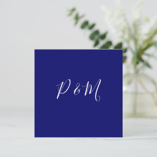 Indigo Blue en White Minimalist Wedding Bedankkaart