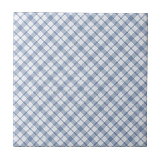 Indigo Blue en White Preppy Check Ceramic Tile Tegeltje (Voorkant)