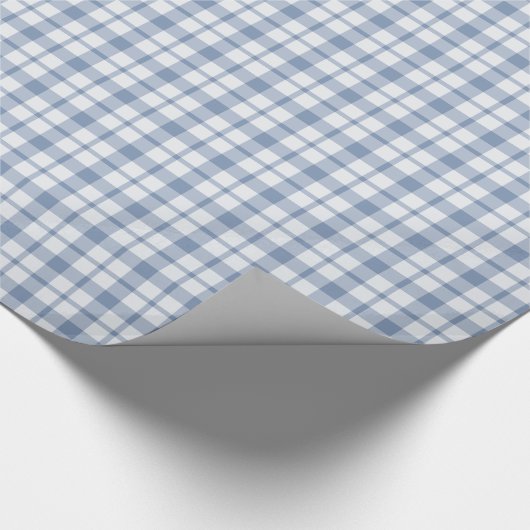 Indigo Blue en White Preppy Check Wrapping Paper Cadeaupapier (Hoek)