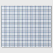 Indigo Blue en White Preppy Check Wrapping Paper Cadeaupapier (Vlak)