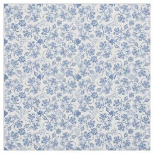  Indigo Blue Ethnic Floral Print Fabric Stof