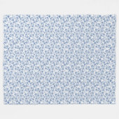 Indigo Blue Ethnic Floral Print Fleece Blanket (Voorkant (Horizontaal))