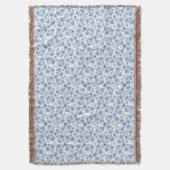 Indigo Blue Ethnic Floral Print Throw Blanket Deken (Voorkant Verticaal)