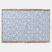 Indigo Blue Ethnic Floral Print Throw Blanket Deken (Voorkant)