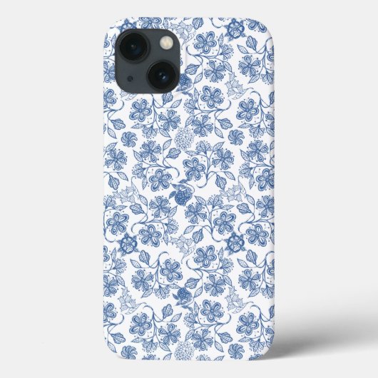 Indigo Blue Ethnic Floral Samsung Note 4 Coque (Verso)