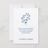 Indigo Blue Eucalyptus Élégant Merci de mariage C (Dos)