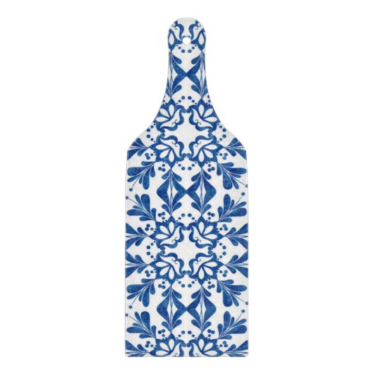Indigo Blue Floral Azulejo Pattern Portugal Snijplank (Voorkant)