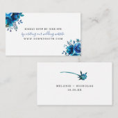 Indigo Blue Floral bruiloft RSVP online Informatiekaartje (Voorkant / Achterkant)