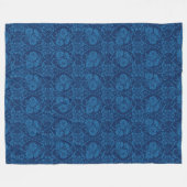 Indigo Blue Floral Faux Lace Pattern Fleece Deken (Voorkant (Horizontaal))