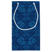 Indigo Blue Floral Faux Lace Pattern Klein Cadeauzakje (Achterkant)