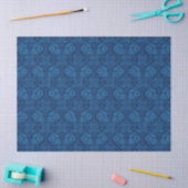 Indigo Blue Floral Faux Lace Pattern Tissuepapier (Craft)