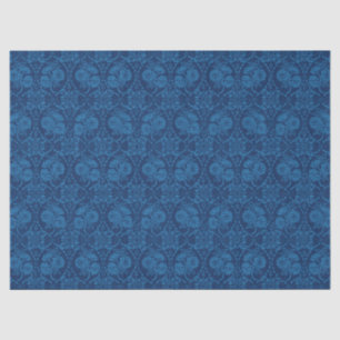 Indigo Blue Floral Faux Lace Pattern Tissuepapier