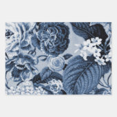 Indigo Blue  Floral Inpakpapier Vel (Voorkant 2)
