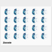 Indigo Blue Floral monogram bruiloft envelop seal Ronde Sticker (Vel)