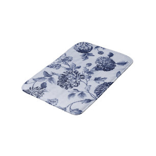 Indigo Blue  Floral Toile No.2 Badmat