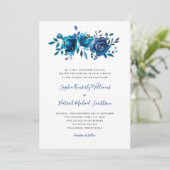 Indigo Blue Floral + traditionele term bruiloft Kaart (Staand voorkant)