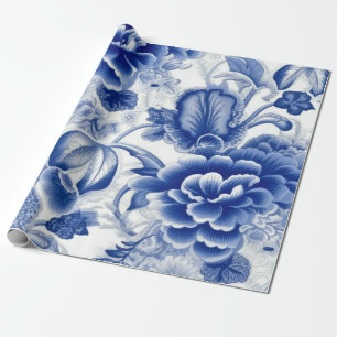 Indigo Blue Flowers Cadeaupapier